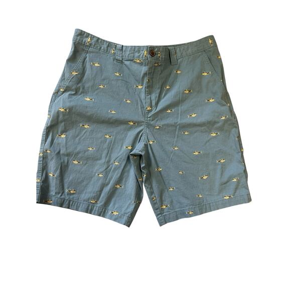 Magellan Outdoors Men’s 36 Fish Printed Chino Style‎ Stretch Shorts Blue Green - Picture 1 of 6